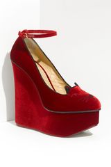 Charlotte Olympia Cat Face Ankle Strap Wedge