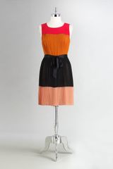DKNY Pleated Colorblock Dress
