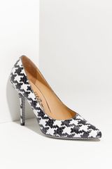 Ferragamo Houndstooth Printed Genuine Python Pump