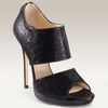 Jimmy Choo Private Cuff Glitter Fabric Sandal in Black (black glitter fabric) - Lyst