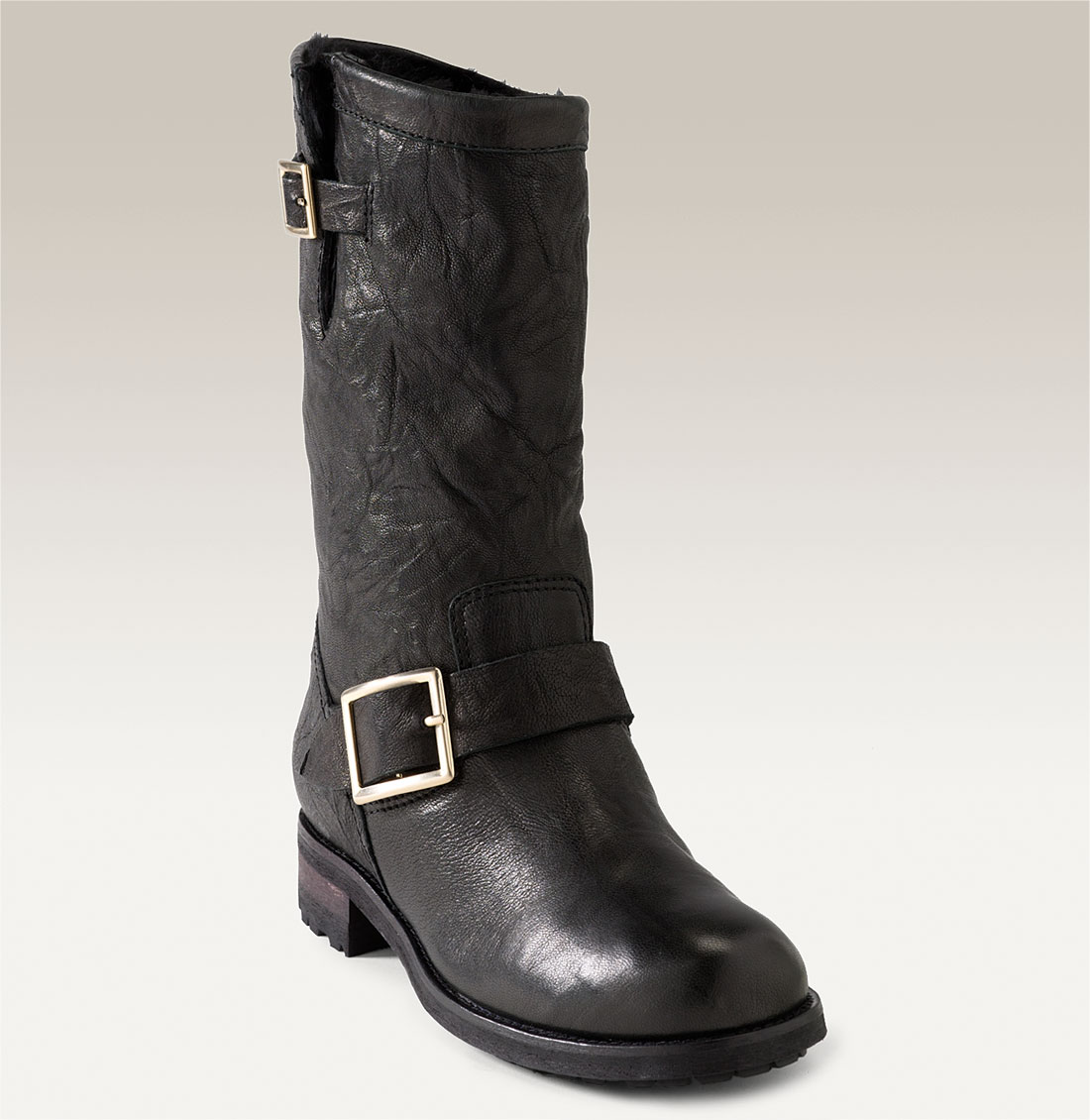 jimmy choo biker boots rabbit fur