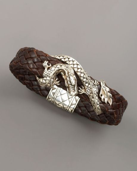 John Hardy Woven Leather Dragon Bracelet in Brown for Men - Lyst