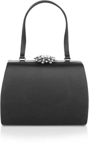 Julia Cocco' Opera - Norma Jeweled Clasp Black Satin Evening Handbag - Lyst
