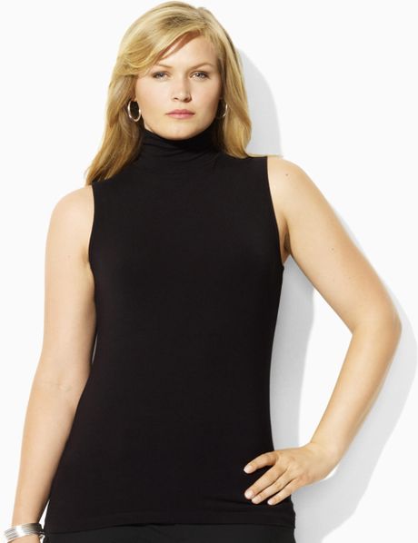 Lauren By Ralph Lauren Plus Size Obie Stretch Mock Turtleneck Top In Black Lyst 