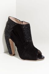 Miu Miu Open Toe Glitter Ankle Boot