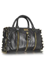 Versace Vjc - Black Zip Detailed Leather Satchel Bag