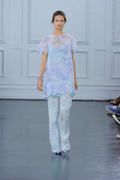Richard Nicoll Spring 2012 Floral Print Full Length Pants In Light Blue in Blue - Lyst