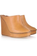 Chloé Leather Wedge Mules