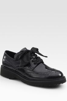 Prada Spazzolato Lace-up Wing Tip Oxfords - Lyst