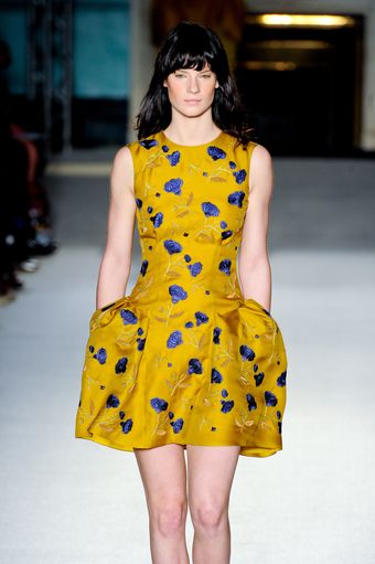 Roksanda Ilincic Spring 2012 Mustard And Indigo Floral Print Dress - Lyst