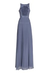 Tibi Smoke Blue Plissé Maxi Dress