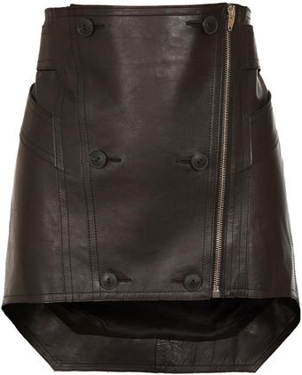 Alexander Wang Leather Mini-skirt with Button Front - Lyst