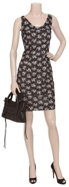  Micro-check and Floral Appliqué Silk-blend Dress 