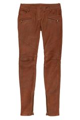 Balmain Leather Biker Trousers with Zip Detail