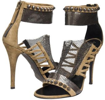 Balmain Suede Sandal with Chainmail Detail - Lyst