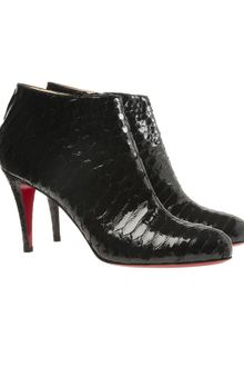 Christian Louboutin Black Glossy Python Belle Zip Ankle Boots - Lyst