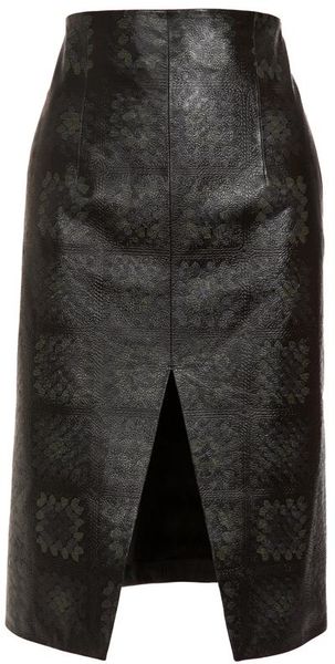 Christopher Kane Printed Leather Pencil Skirt in Gray (grey) - Lyst