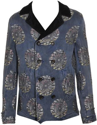 Comme Des Garçons Oriental Silk-blend Jacquard Peacoat - Lyst