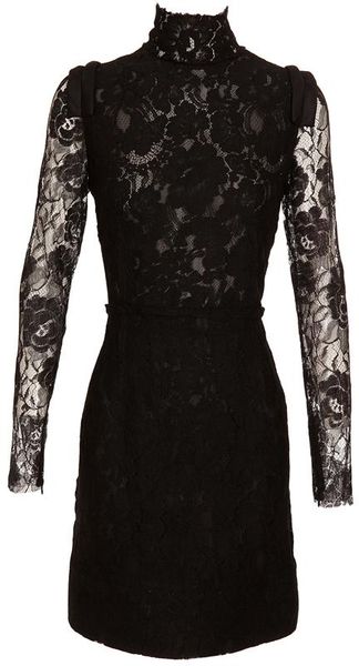 Lanvin High-neck Lace Dress - Lyst