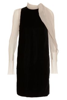 Lanvin Velvet and Silk-chiffon Dress - Lyst