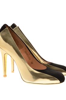 Maison Martin Margiela Contrasting Suede and Metallic Leather Court Shoes - Lyst