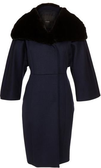 Max Mara Atelier Virgin Wool-cashmere Coat with Rabbit Fur Collar - Lyst