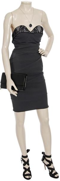 Preen Peep Strapless Dress with Lace Bust in Black (grey) - Lyst