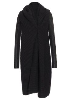 Rick Owens Alpaca-cashmere Knit Cardigan with Leather Arms - Lyst