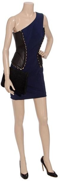 Versace One Shoulder Dress in Blue (black navy) - Lyst