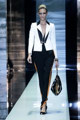 Gucci Spring 2012 Black High Waisted Pants With Tuxedo Orange Stripes Down The Sides