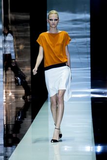 Gucci Spring 2012 Silk Color Block Cocktail Dress In Mustard And White ith Black Detail - Lyst