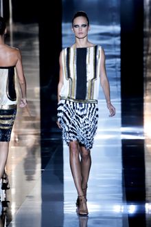 Gucci Spring 2012 Metallic multicolor Art Deco Print Knee Lenght Cocktail Dress With Fringed Skirt - Lyst