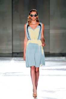 Prada Spring 2012 Gathered Waist Knife Pleated Cocktail Dress - Lyst