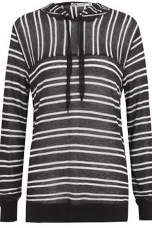T By Alexander Wang Sheer Stripe Hooded Top - Lyst