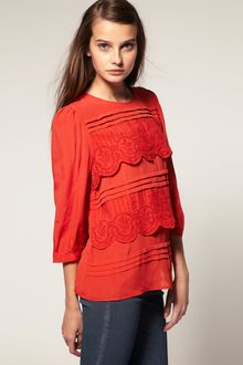 ASOS Collection Asos Top with Embroidered Scallop Edge Detail - Lyst