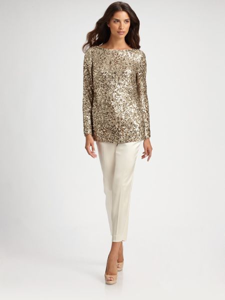 St. John Sequined Top in Gold - Lyst