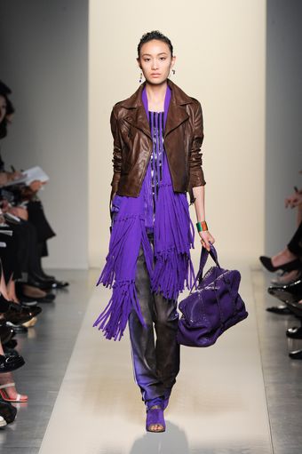Bottega Veneta Spring 2012 Purple Long Fringed Scarf - Lyst
