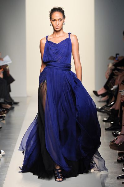 Bottega Veneta Spring 2012 See Through Silk Chiffon Pleated Gown In Deep Blue in Blue (black, blue) - Lyst