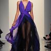 Bottega Veneta Spring 2012 Sheer Layered Pleated Gown With Deep Decolletage In Purple And Black in Purple (black, purple) - Lyst