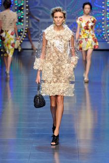 Dolce & Gabbana Spring 2012 Beige Floral Crochet Dress  - Lyst