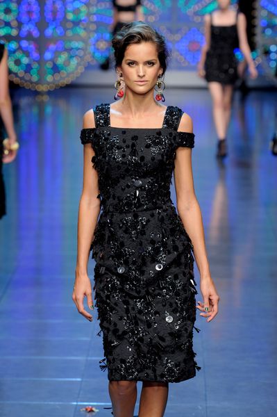 Dolce & Gabbana Spring 2012 Black Embellished Peep Shoulder Cocktail Dress in Black - Lyst
