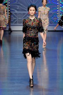 Dolce & Gabbana Spring 2012 Black Lace-Up Bootie - Lyst