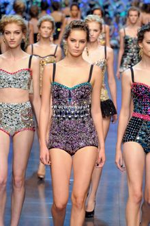 Dolce & Gabbana Spring 2012 Crystal Encrusted Bodysuit  - Lyst