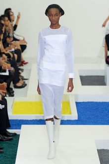 Jil Sander Spring 2012 Long Sleeve See Through Below The Knee Dress - Lyst