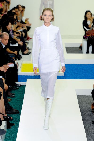 Jil Sander Spring 2012 See Through Long Sleeve Shirt Dress In Pure White in White - Lyst