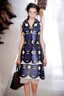 Marni Spring 2012 Multicolor Geometric Print A-Line Knee Lenght Skirt With White Organza Underpinning - Lyst