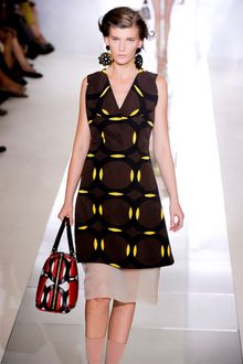 Marni Spring 2012 Multicolor Geometric Print Knee Lenght Dress With White Organza Underpinning - Lyst