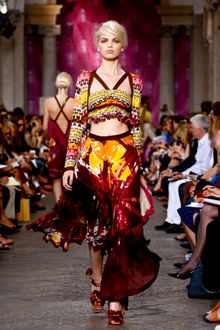 Missoni Spring 2012 Multi Print Ruffled Hem Knitted Crop Top - Lyst