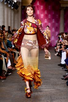 Missoni Spring 2012 Multi Print Ruffled One-Shoulder Crop Top  - Lyst