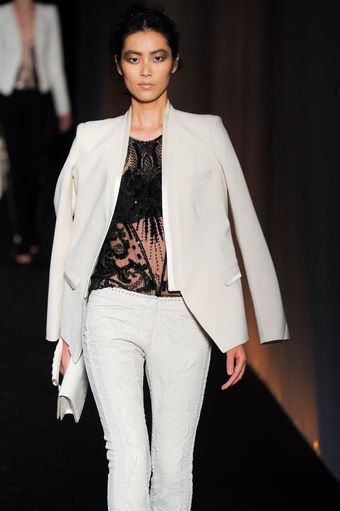 Roberto Cavalli Spring 2012 White Collarless Jacket - Lyst